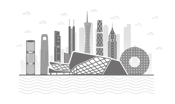 中国广东省广州市城市天际线矢量插画