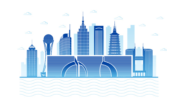 中国江苏省常州市城市天际线矢量插画