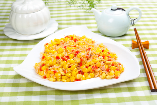 虾皮炒玉米粒