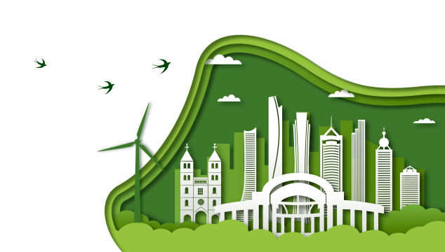 中国山东青岛市城市景观矢量插画