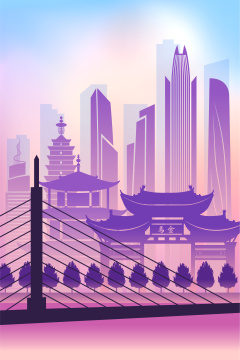 中国云南省昆明市城市天际线矢量插画