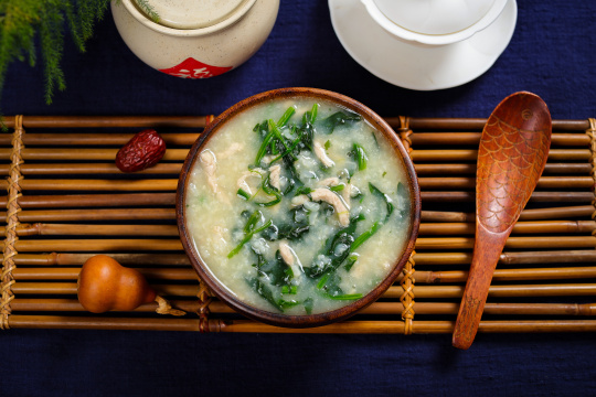 菠菜肉丝粥