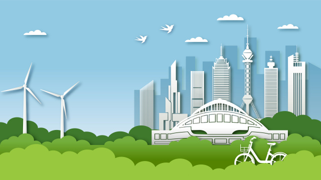 中国河北石家庄市城市剪纸风矢量插画