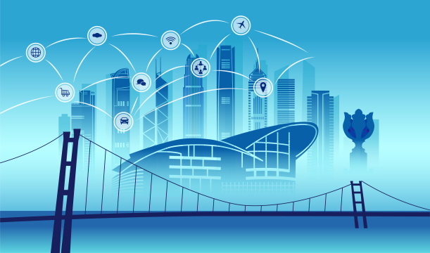 中国香港城市城市数据网络空间插画