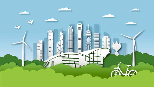 中国香港城市剪纸风矢量插画