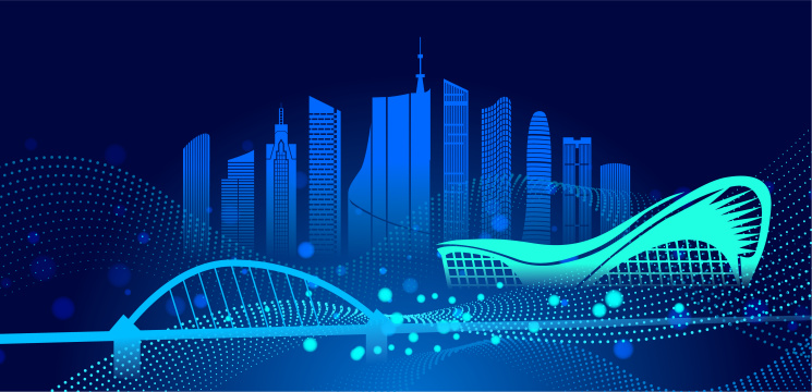 中国安徽合肥市城市夜景矢量插画