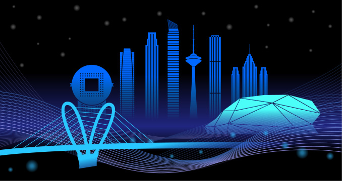 中国辽宁沈阳城市天际线夜景矢量插画