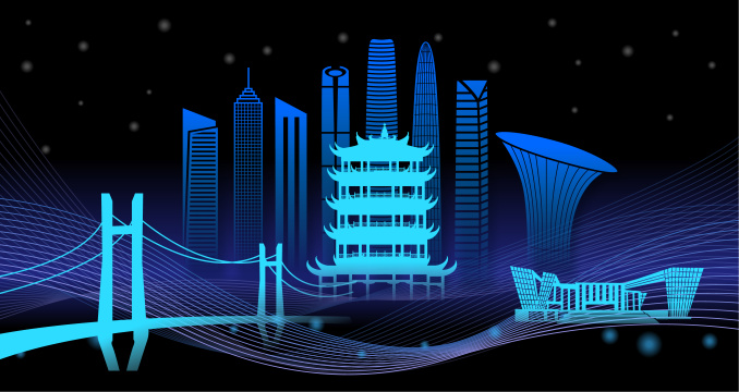 中国湖北武汉市城市天际线矢量插画