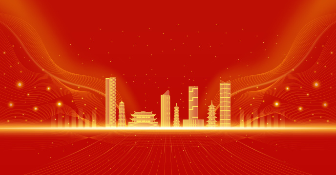 中国福州城市建筑红色庆典背景