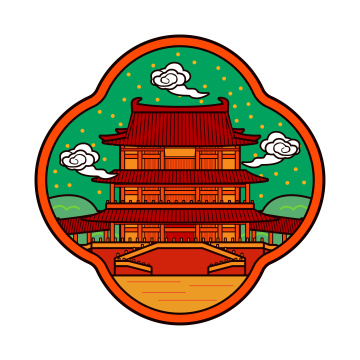 长沙杜甫江阁插画元素