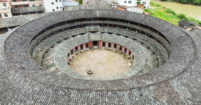 广东梅州大埔县花萼楼航拍风光