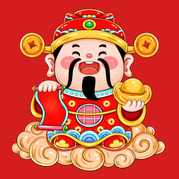 国潮可爱卡通财神财神到元素