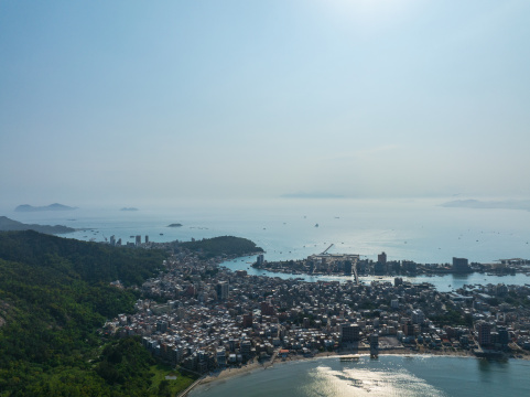 广东惠州双月湾堤坝航拍