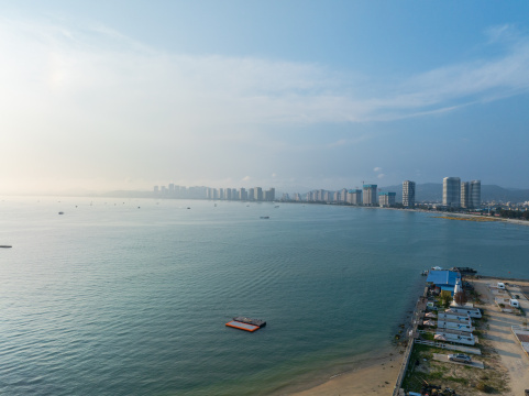 广东惠州双月湾堤坝航拍