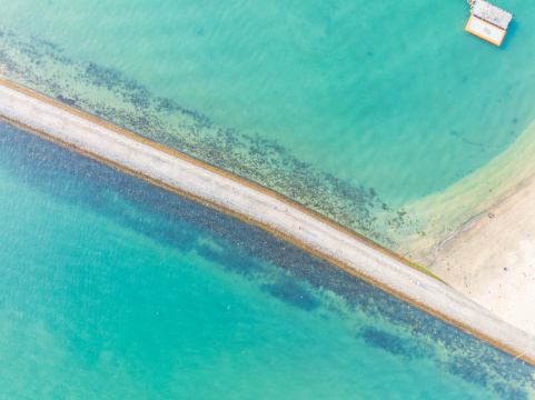 广东惠州双月湾堤坝航拍