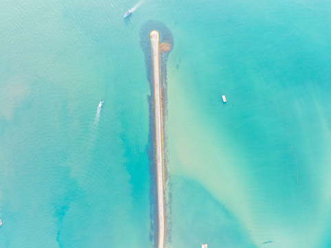 广东惠州双月湾堤坝航拍