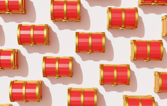 传统游戏奖励宝箱发财新年3D