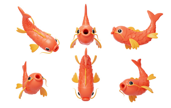 新年春节传统幸运金鱼锦鲤3D