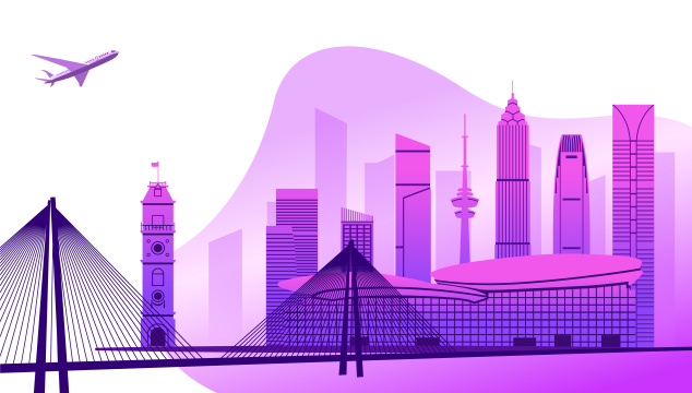 中国江苏省通市城市矢量插画网页版