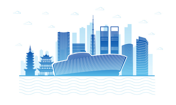 中国江苏省淮安市城市天际线矢量插画