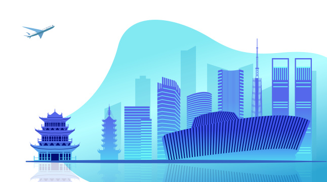 中国江苏省淮安市城市矢量插画网页版