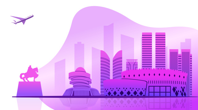 中国内蒙古鄂尔多斯市城市矢量插画网页版