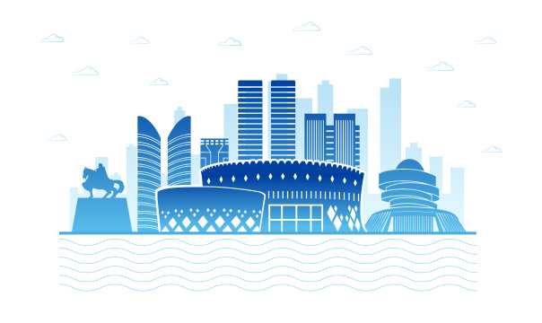 中国内蒙古鄂尔多斯市城市天际线插画