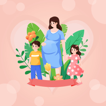 母亲节快乐孕妇妈妈矢量插画
