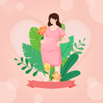 母亲节快乐孕妇妈妈矢量插画