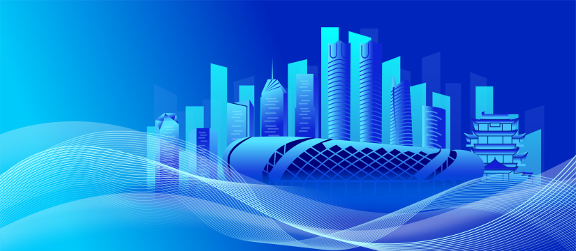 中国江西南昌市城市景观扁平矢量渐变插画