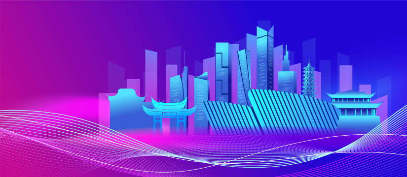 中国福建福州市城市天际线矢量插画