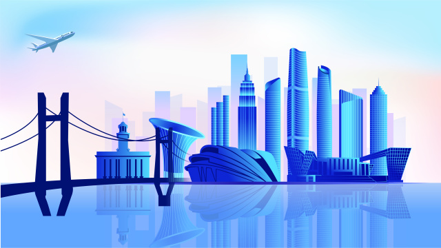 中国湖北省武汉商务城市彩色天际线矢量插画