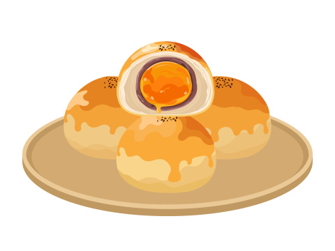 矢量中式甜品蛋黄酥