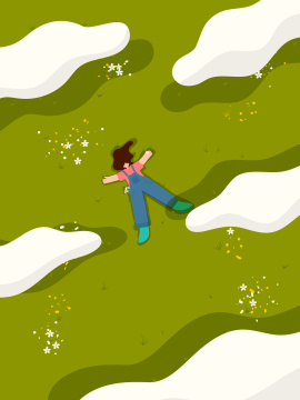 躺在草地里的女孩