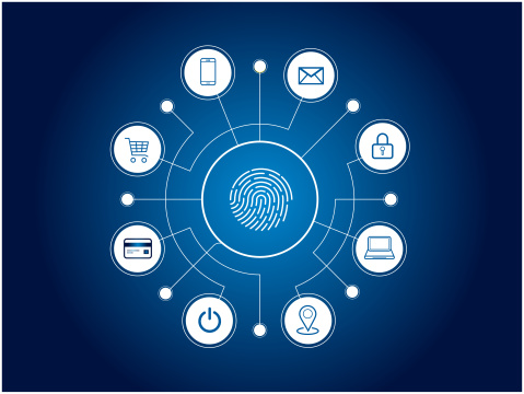 指纹安全支付矢量素材