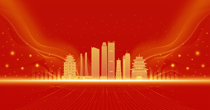 中国城市惠州建筑红色庆典背景