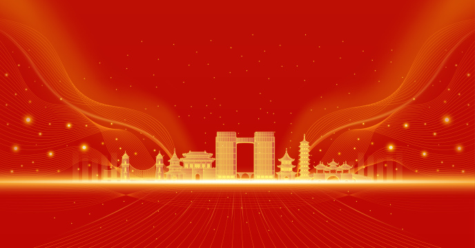 中国城市扬州建筑红色庆典背景
