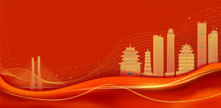 中国城市惠州红色建筑背景