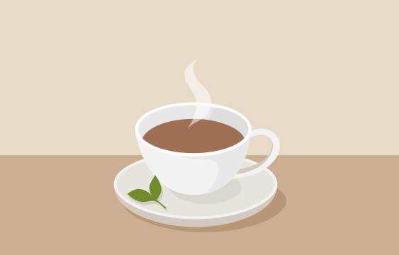 桌子上一杯咖啡简约风矢量插画