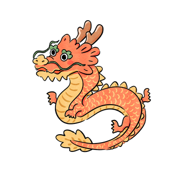 手绘国风可爱龙年形象插画