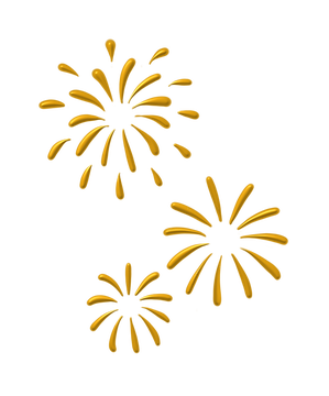 手绘金色立体烟花元素