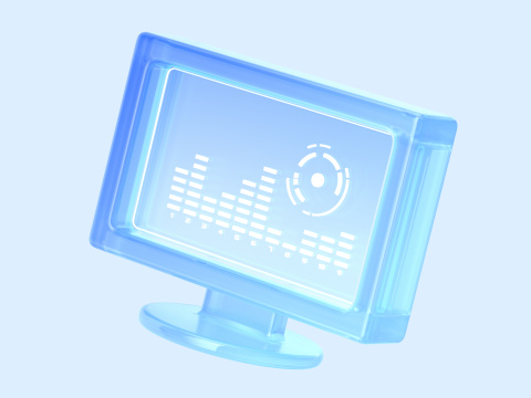 科技蓝透光玻璃电脑显示器屏幕设备智能概念