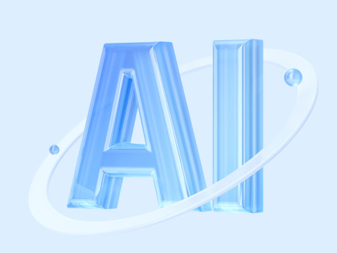 AI人工智能科技蓝白概念3D图标海报配图