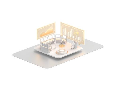 橙色智能可视化中控台数字供应链元素图标