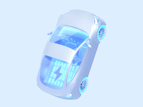 科技蓝白新能源电动汽车智能车机3D图标