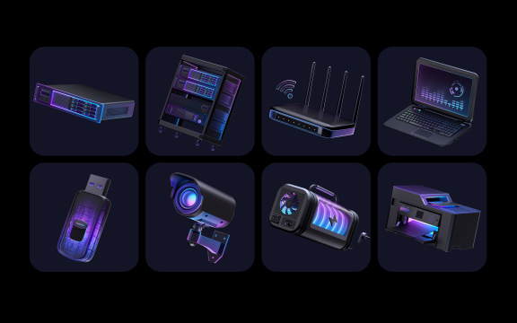 深色炫彩办公数码硬件科技3D图标合集