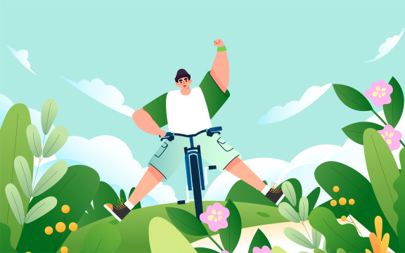 骑自行车的年轻人