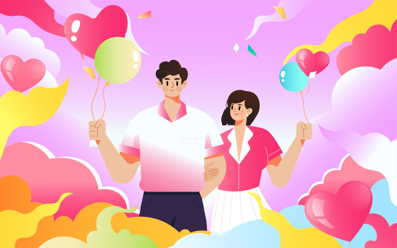 一对情侣在聚会上