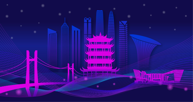 中国湖北武汉市城市天际线矢量插画