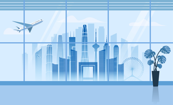 中国商务城市扁平矢量插画